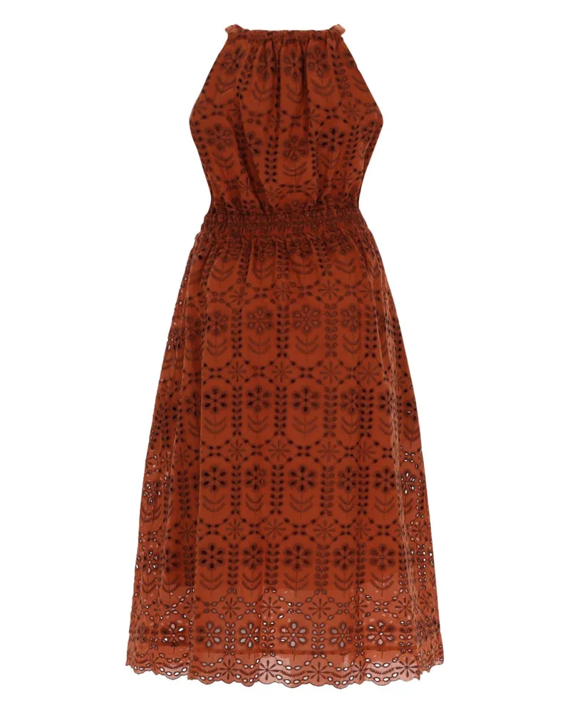 Paul Smith Perforated Polyester-Cotton Dress — Brown Brown