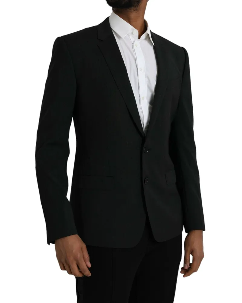 Dolce & Gabbana Men's Blue Martini Shawl Single Breasted Blazer Polyester Wool Elastane Clothing Navy