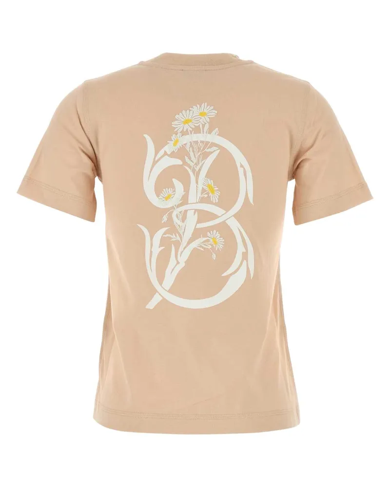 Burberry Women Peach Cotton T-Shirt Teacup Exterior Beige