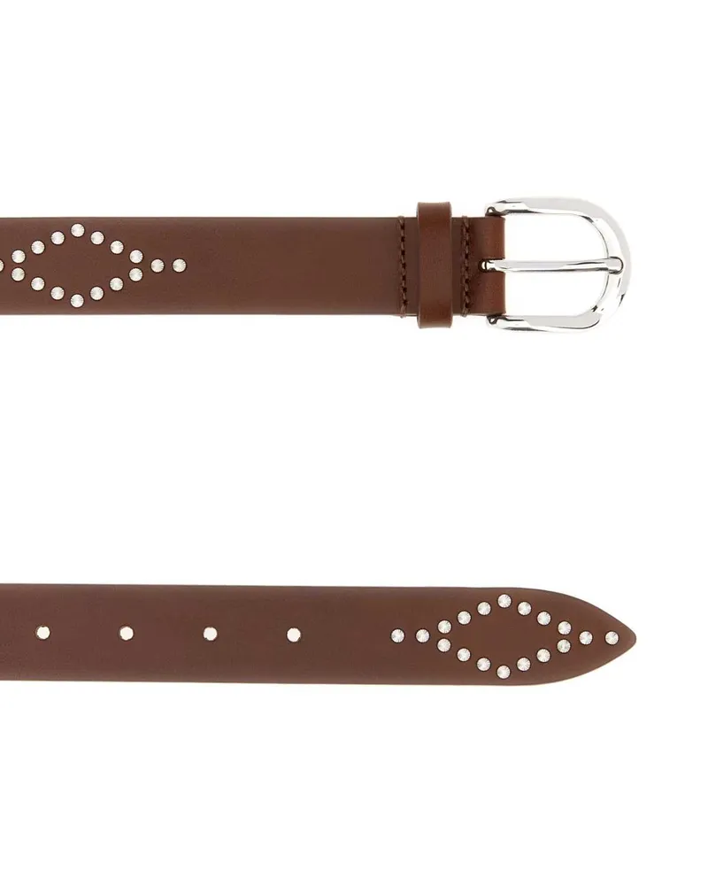 Isabel Marant Women's Brown Leather Liliana Belt Cognacsilver Cinture Brown