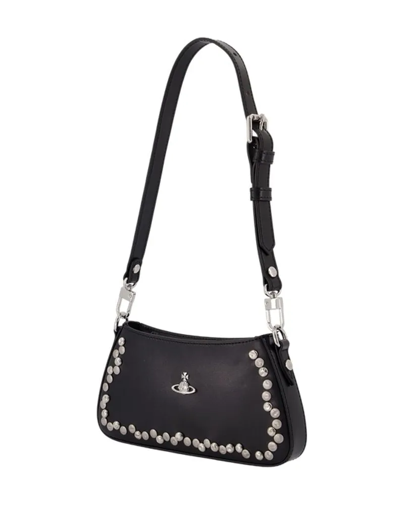 Vivienne Westwood Women's Tasha Shoulder Bag -  Leather Black Calfskin Shoulder-Hobo-Bags Black