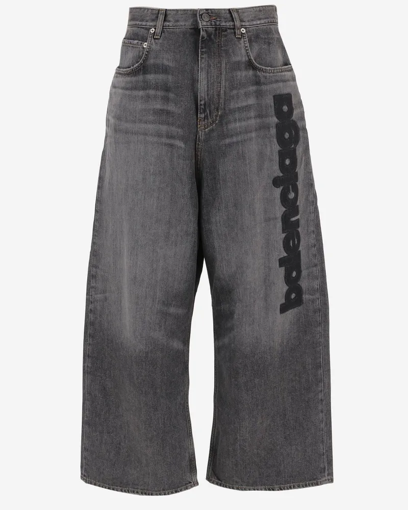 Balenciaga Logo-Detail Cotton Denim Jeans — Gray Gray