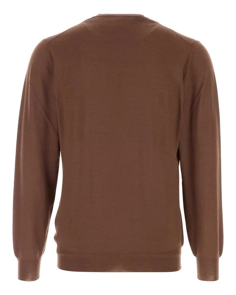 Fedeli Men's Brown Wool Sweater Cioccolato Exterior: Virgin Maglieria Brown
