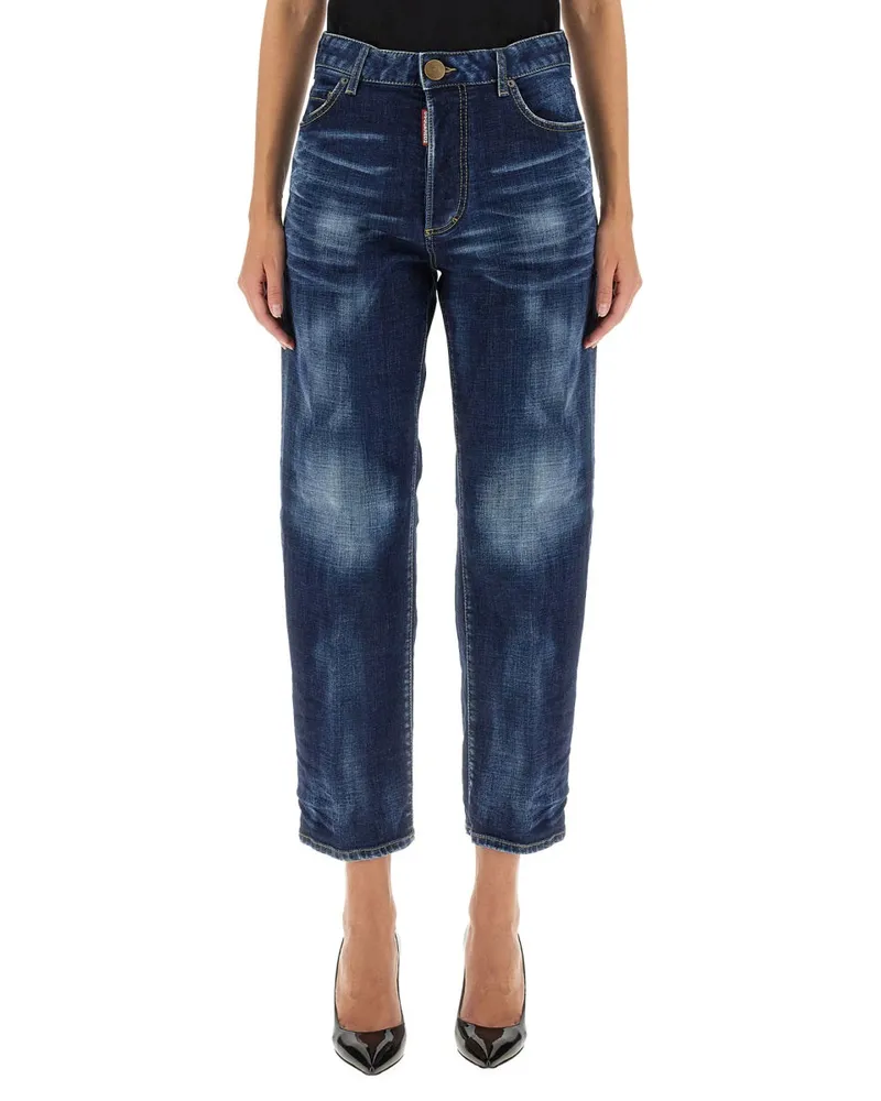 Dsquared2 Cropped Cotton Jeans — Blue Blue