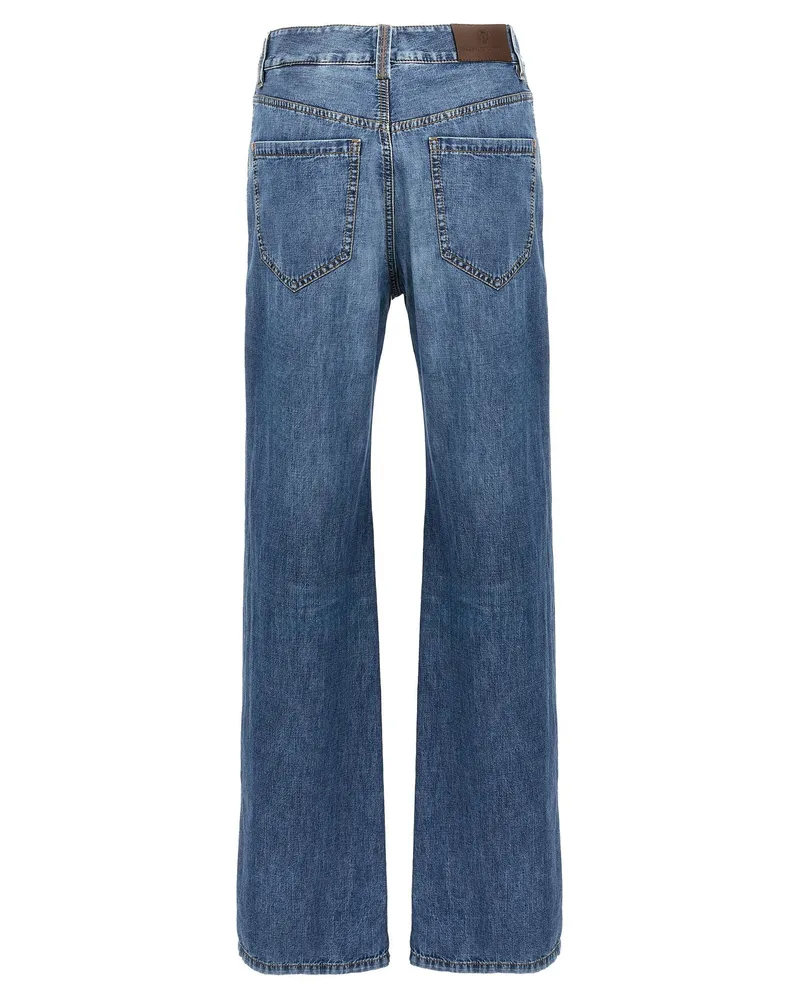 Brunello Cucinelli Straight-Leg Denim Jeans — Blue Blue