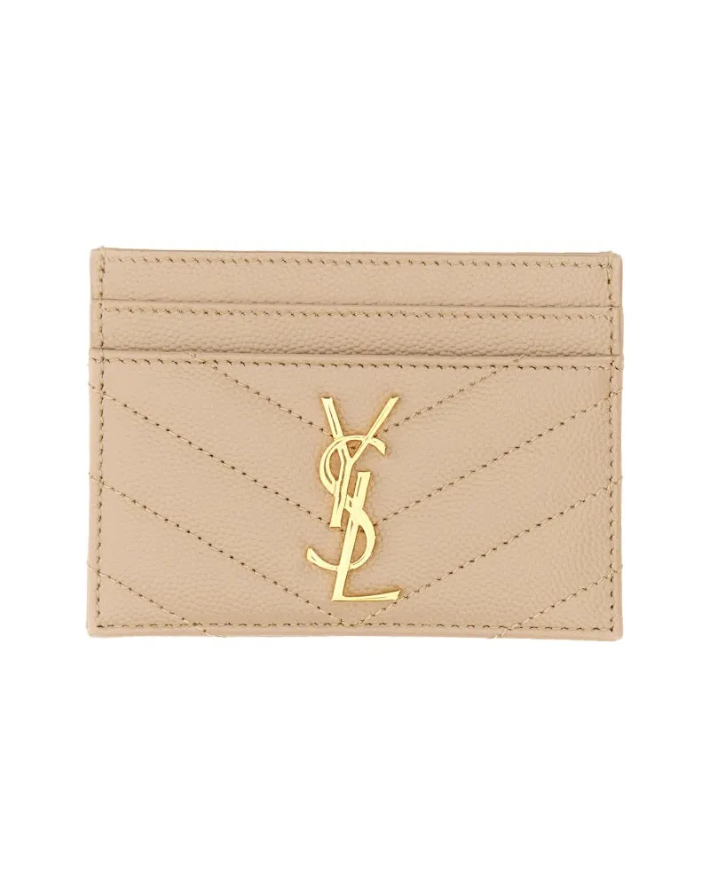 Saint Laurent Cassandre Card Case — Beige Beige