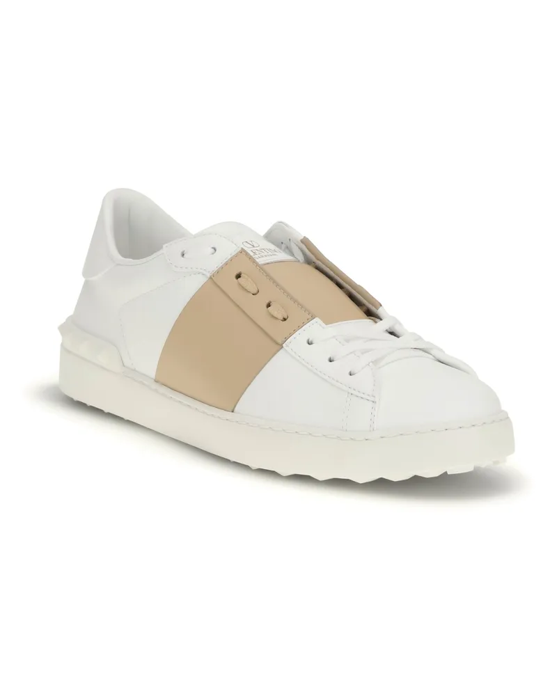 Valentino Garavani Men's Sneaker | Open Vitello Tecnic Calf-Vit Bianco-Sahara Beige-Bianco Bianco/sahara Beige/bianco White