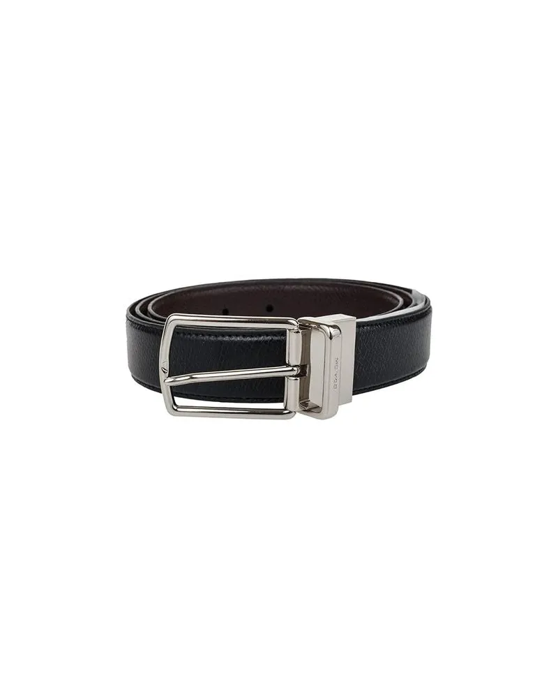 Coach Men's Belt Black-Dark Brown Leather Accessories Black