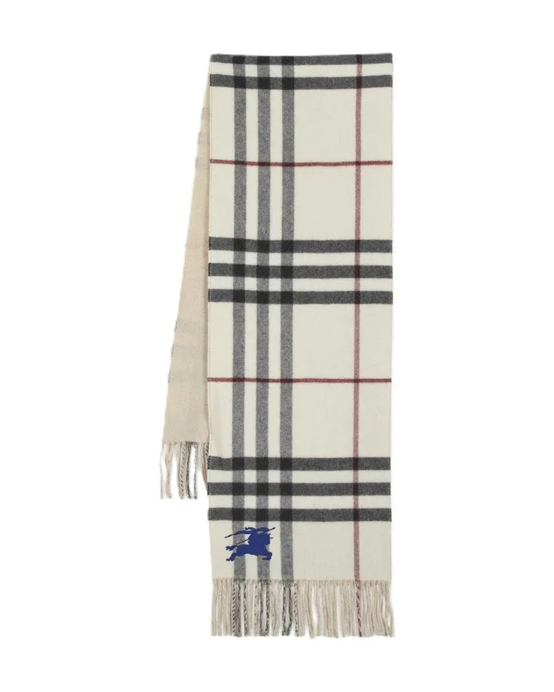 Burberry Men's Ekd Giant Check Scarf -  Cashmere Neutral Ivory Accessories Ivory