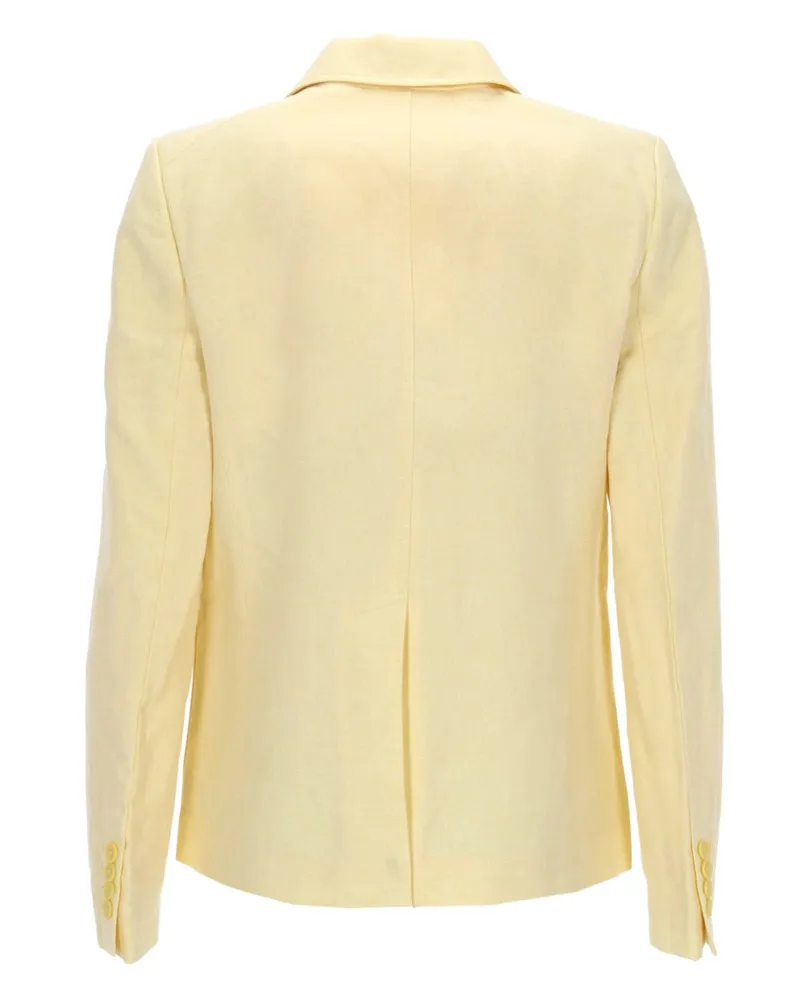 Michael Kors Linen-Cotton Single-Breasted Blazer — Yellow Yellow