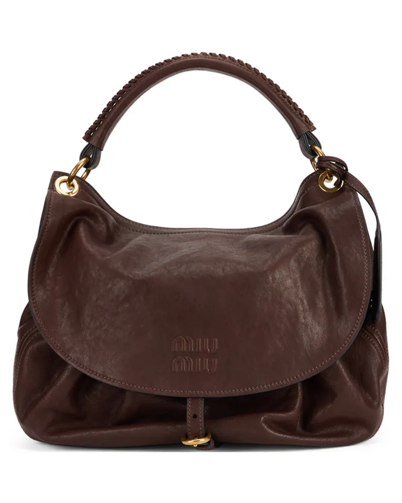 Miu Miu Lambskin Leather Shoulder Bag — Brown Brown