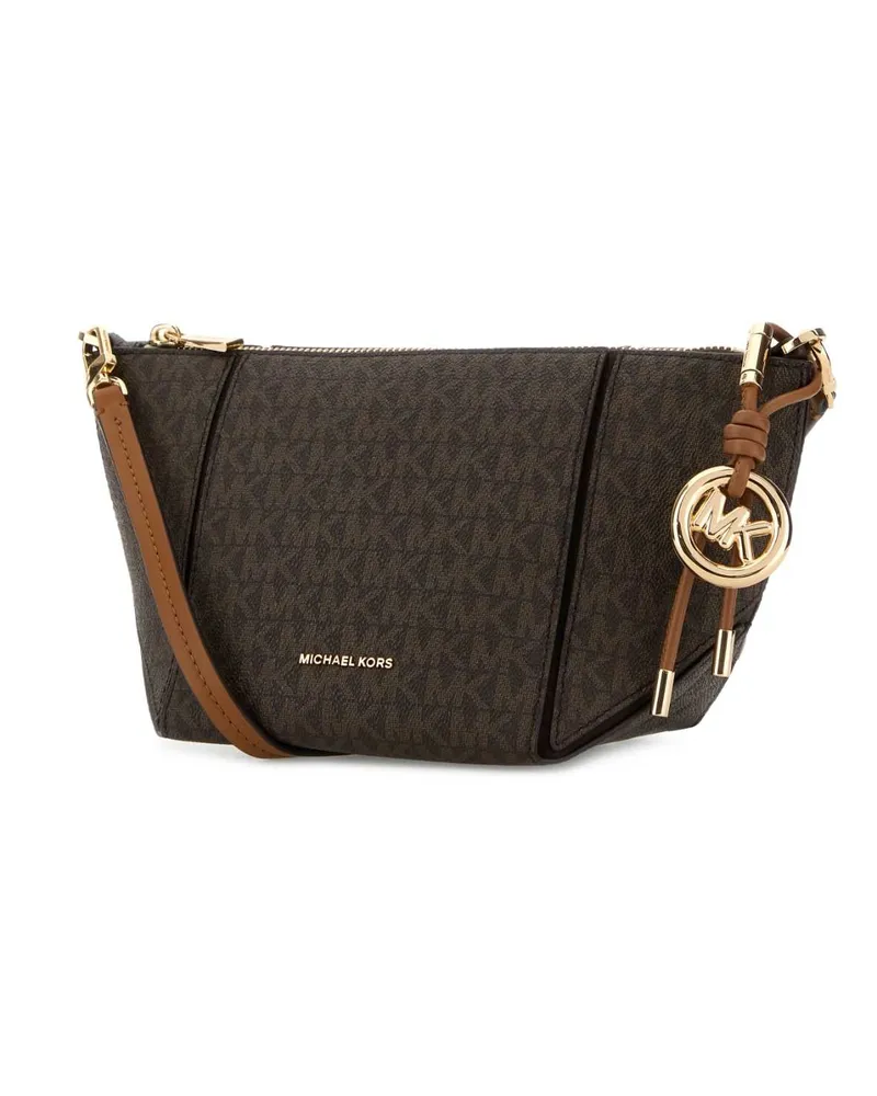 Michael Kors Women's Printed Canvas Jordi Crossbody Bag Brnacorn Borse A Tracolla Brown