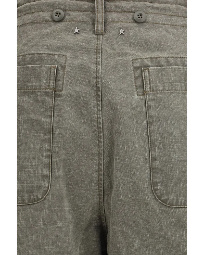 Golden Goose Men's Boyfriend Pants Ortensia Gothic Olive Cotton Jean Green