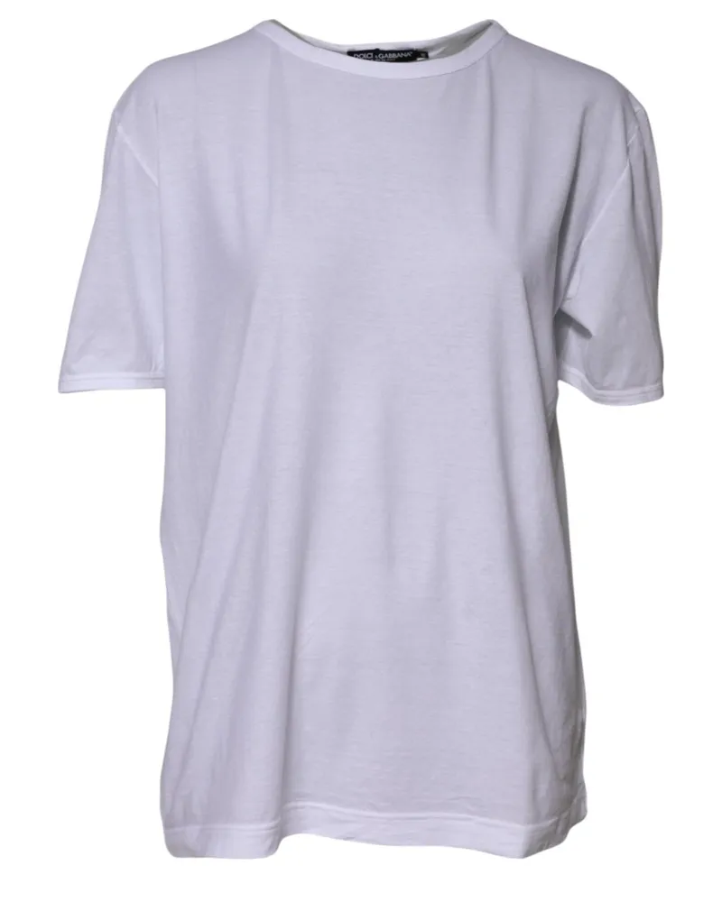 Dolce & Gabbana Women's White Cotton Crew Neck Short Sleeves T-Shirt White