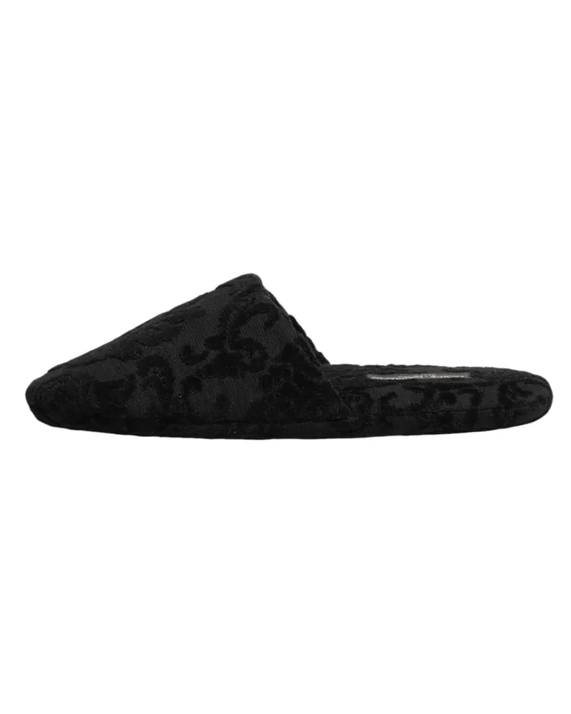 Dolce & Gabbana Men's Logo-Embroidered Fabric Slipper Black Black