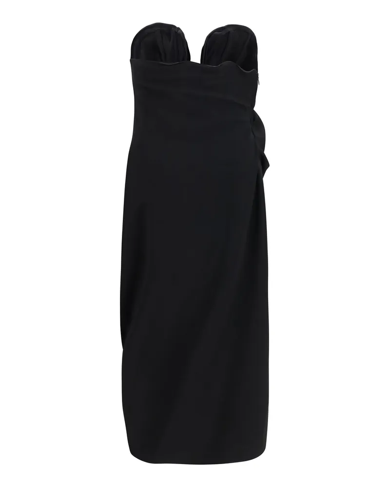 Magda Butrym Women's Draped Dress With Sculptural Floral Details Black Black