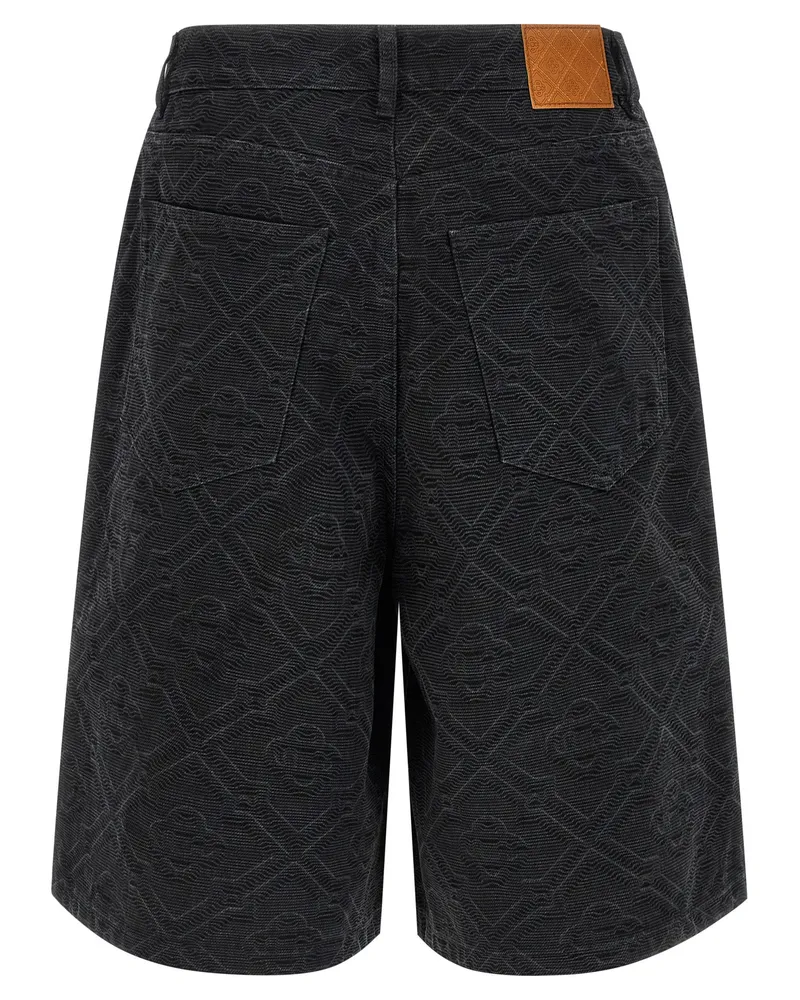 Casablanca Paris Laser Monogram Denim Bermuda Shorts — Black Black