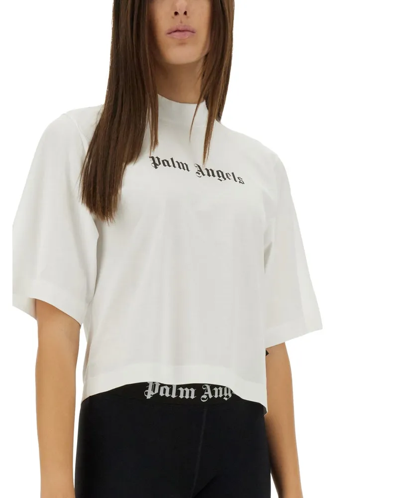 Palm Angels Logo-Embroidered T-Shirt — White White
