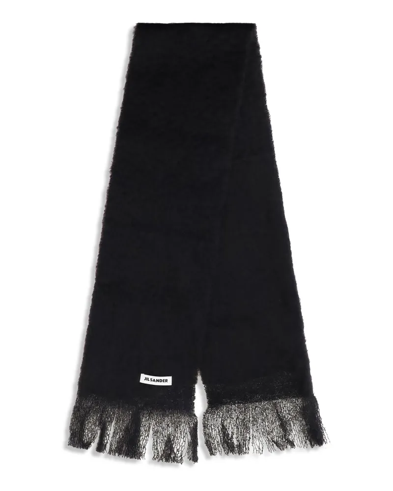 Jil Sander Women's Wool Scarf With Logo Black (ovis Aries) Scarfs Black