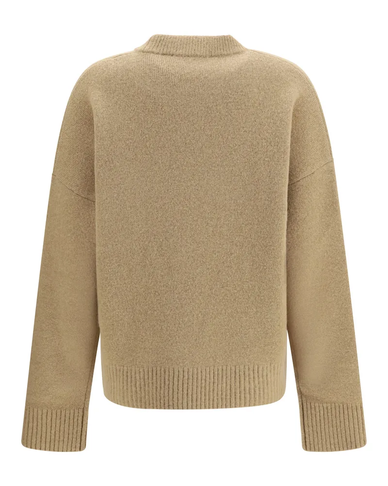 AMI Paris Alpaca-Wool Blend Sweater — Beige Beige