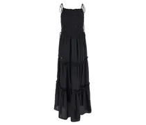 Smocked Viscose Dress — Black