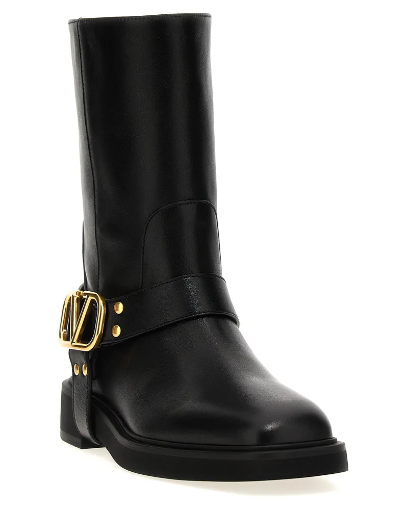 Valentino Garavani Women's Black Calfskin Ankle Boots Black