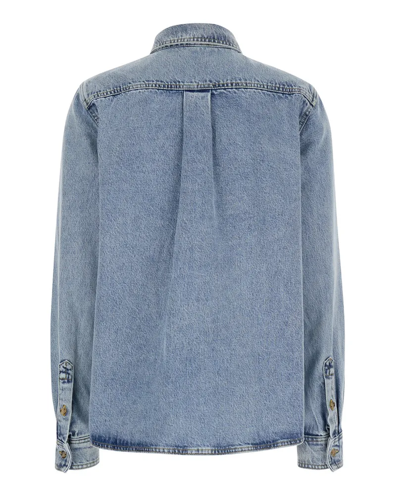 Totême Women's Light Blue Denim Shirt With Patch Pocket Blouses Blue