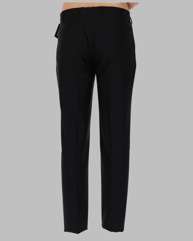Incotex 100% Wool Trousers — Black Black