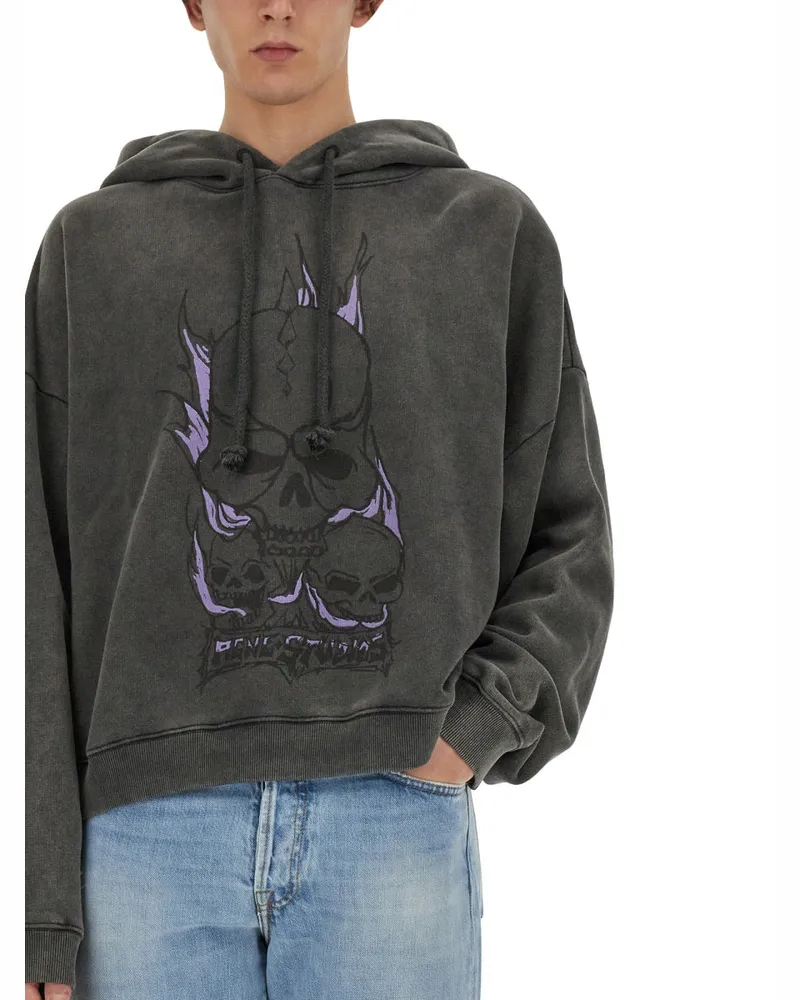 Acne Studios Skull-Print Cotton Sweatshirt — Black Black