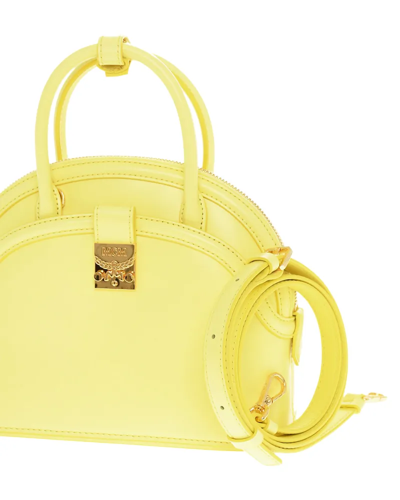 MCM Women's Anna Logo Plaque Tote Bag Yellow Yellow