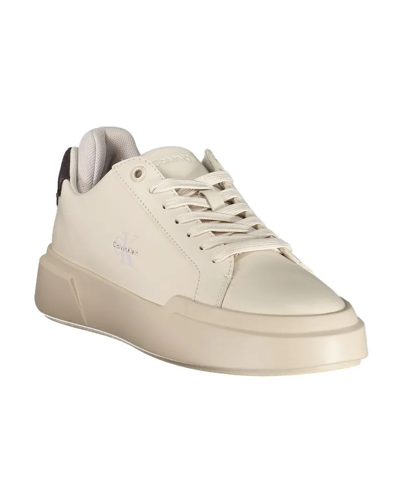 Calvin Klein White Leather and Polyurethane Sneaker — White White