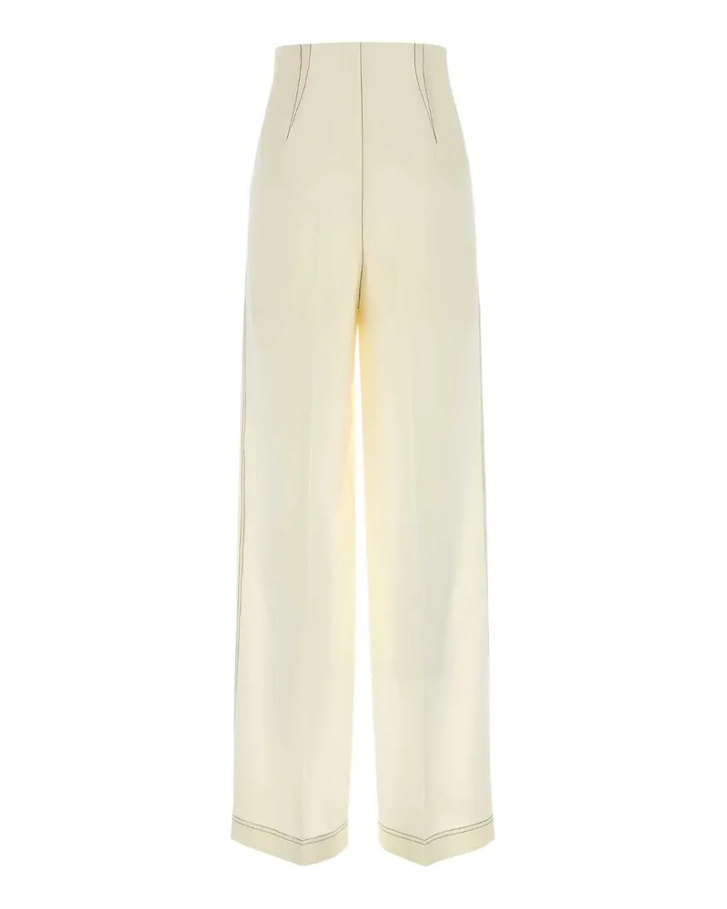 Philosophy Di Lorenzo Serafini Women's Ivory Polyester Blend Pant Fantasiabianco Exterior: Cotton Pantaloni Beige