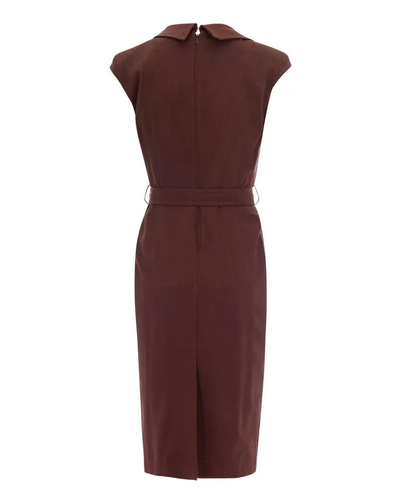 Pinko Women's Midi Dress Amdine Frisottino Terra Earth Brown Brown-Plant Print Shell: Viscose Evening Suits Brown/plant Brown