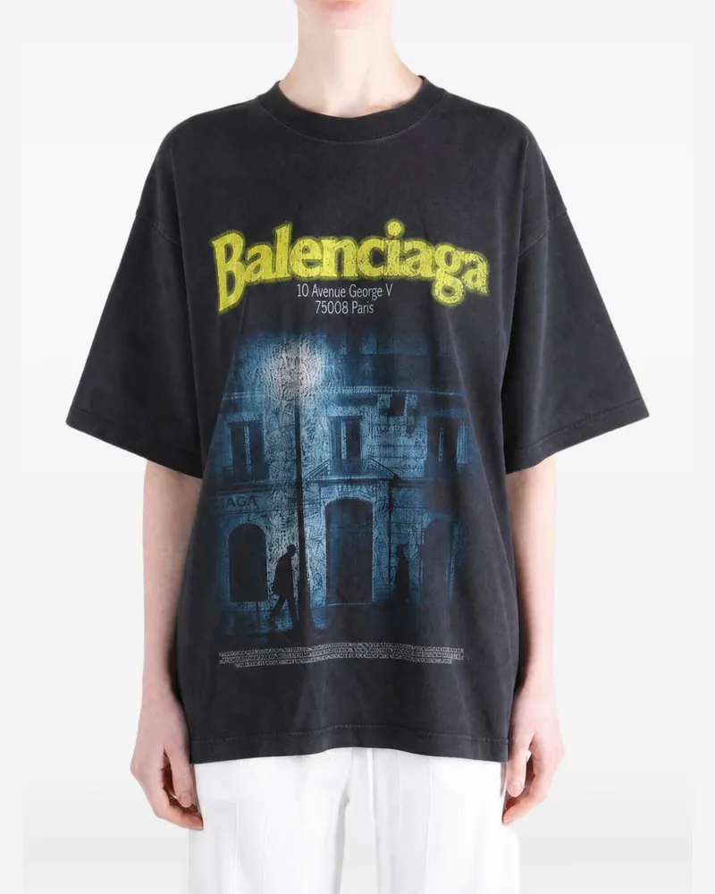 Balenciaga Printed Graphic T-Shirt — Black Black