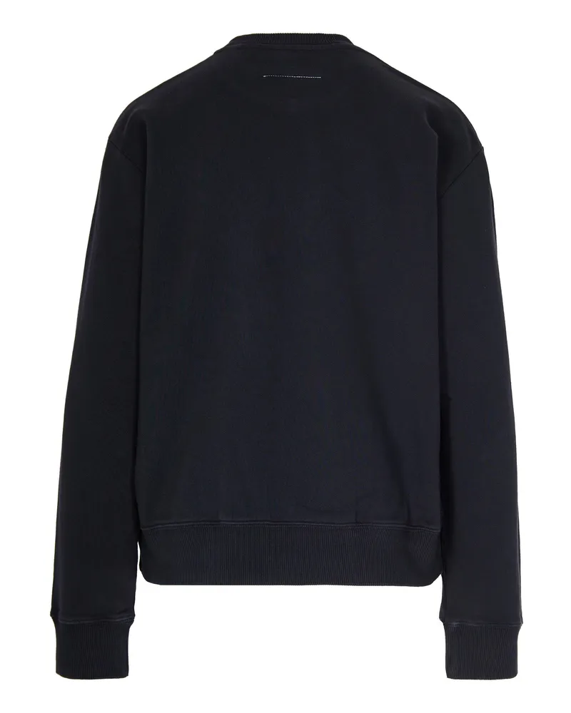 Maison Margiela Women Sweatshirt Numeric Signature Washed Black Cotton Sweatshirts Sweater Black
