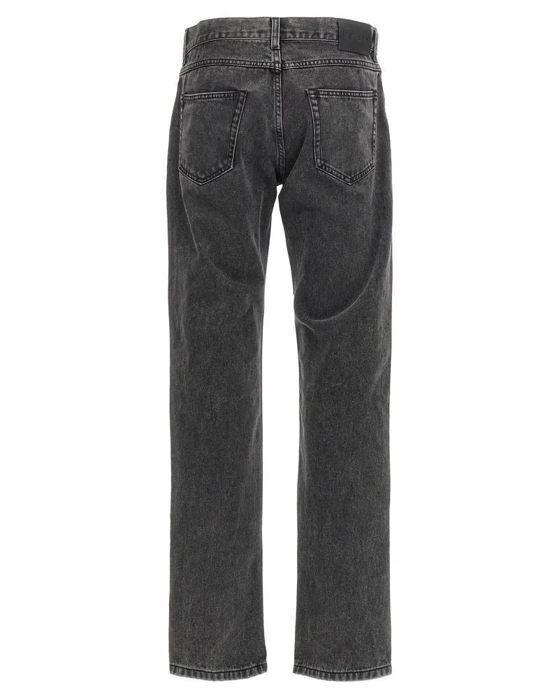 Alexander McQueen Metal-Plaque Cotton Denim Jeans — Charcoal Charcoal