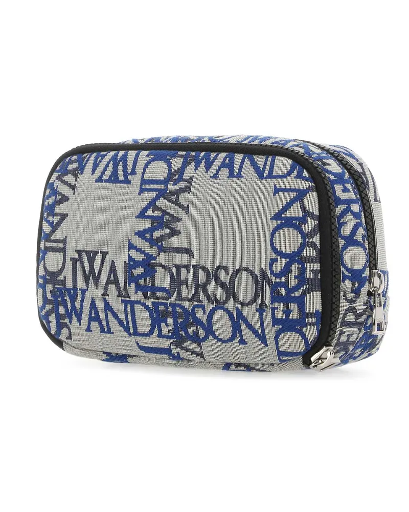 J.W.Anderson Women's Embroidered Fabric Beauty Case 614 Exterior Exterior: Accessory Blue