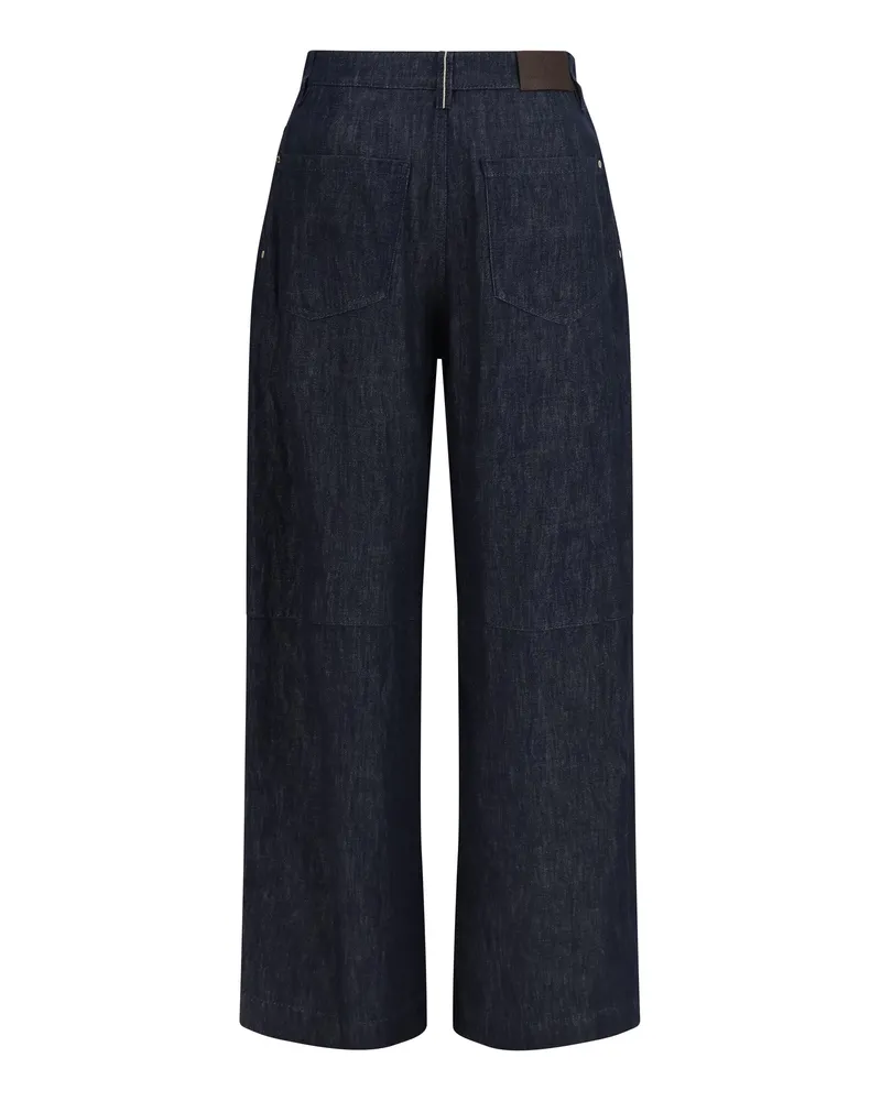 Brunello Cucinelli Wide-Leg Cotton Denim Jeans — Blue Blue