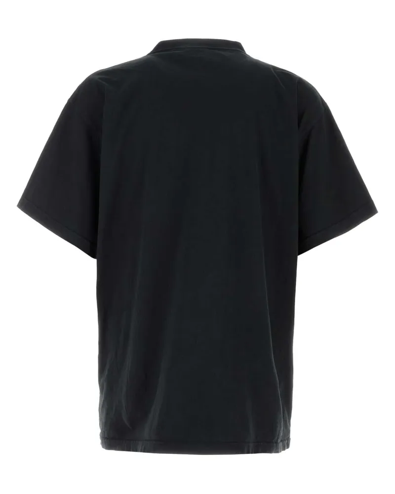Balenciaga Men's Slate Cotton Oversize T-Shirt Fade W Bk-Light Bl-W Bk/light Bl/w Black