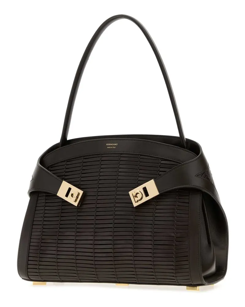 Ferragamo Women's Dark Brown Leather Hug Handbag Tmorotmorotestadimoro Borse A Mano Bag Black