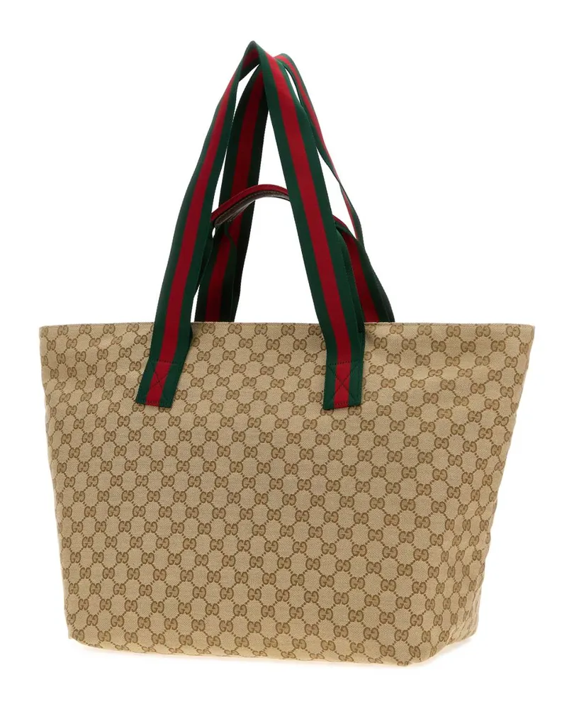 Gucci Men's Gg Fabric Medium Shopping Bag Vintsanddkbrovrv Borse A Mano Beige