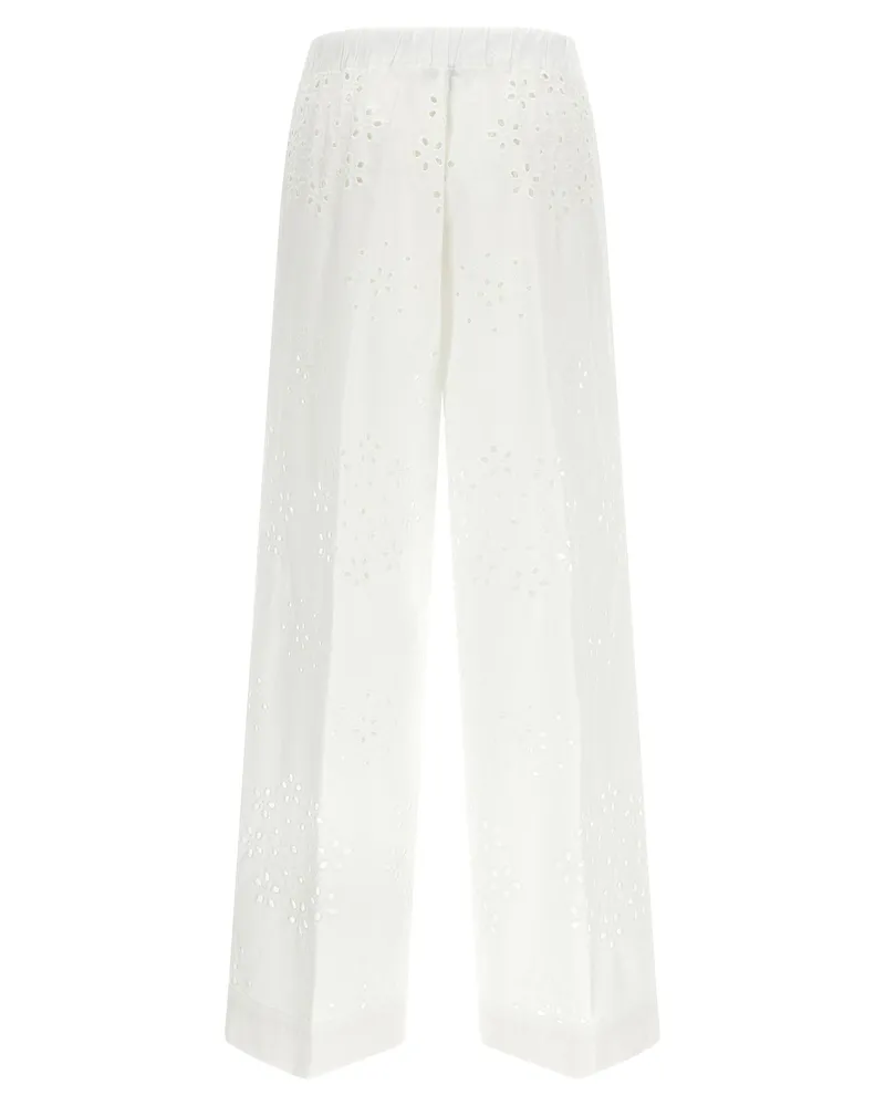Herno Broderie Anglaise Cotton Trousers — White White