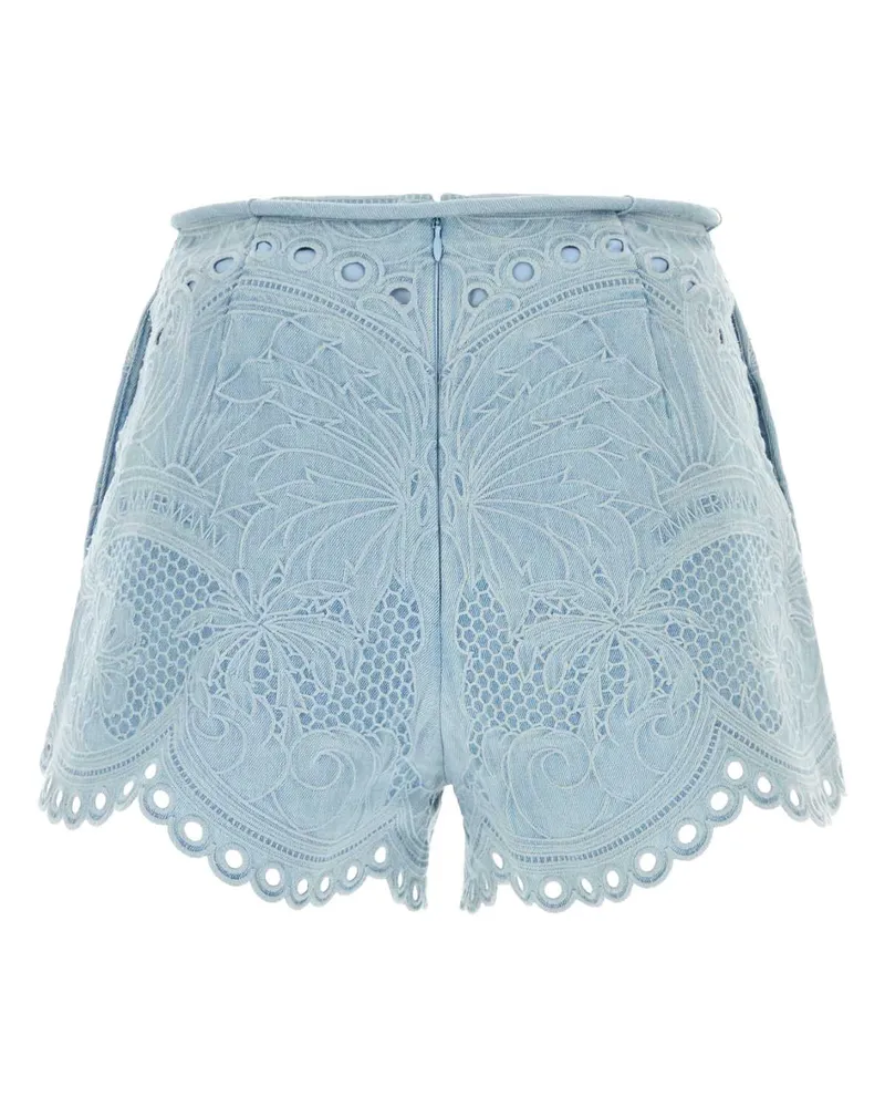 Zimmermann Women's Embroidered Denim Shorts Icestorm Blue