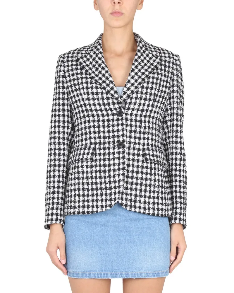 Versace Tweed with Notched Lapels Blazer — Multicolor Multicolor