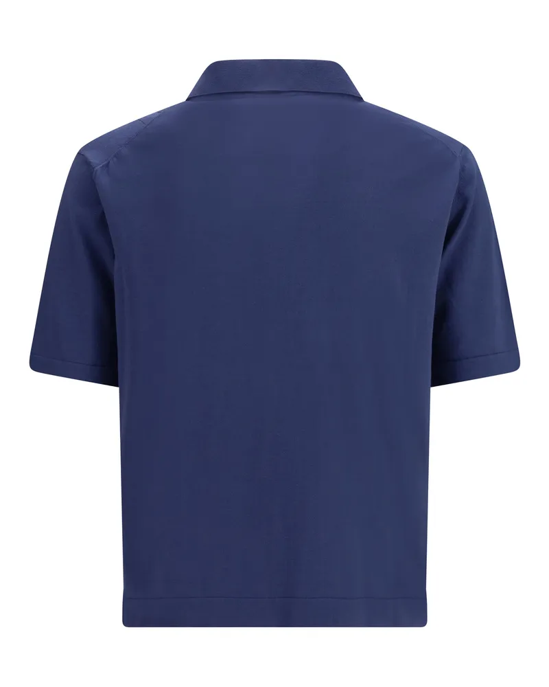 Piacenza Cashmere Men's Polo Shirt Indigo Blue Cotton Blue