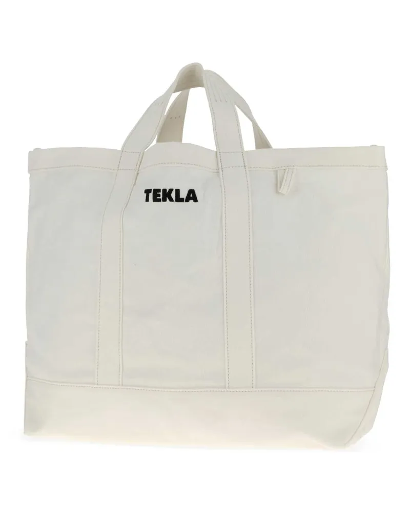 TEKLA Unisex White Canvas Shopping Bag Ivory Exterior: Fabric Borse A Mano White