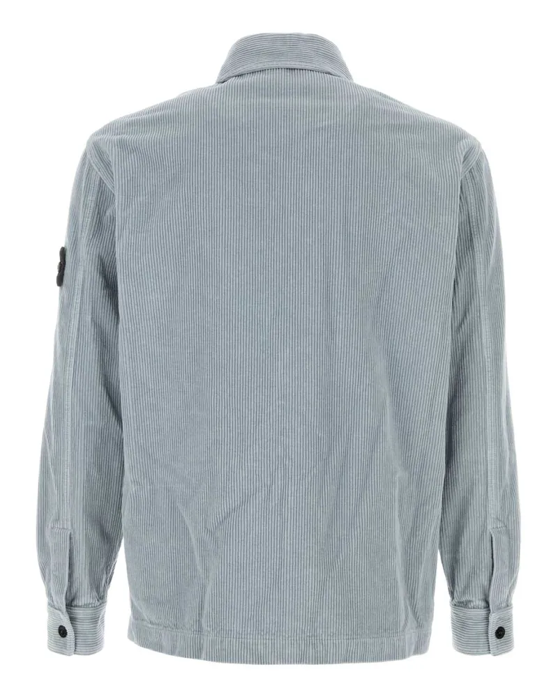 Stone Island Men's Powder Blue Corduroy Shirt Grey Exterior: Cotton Felpe Sweater Gray
