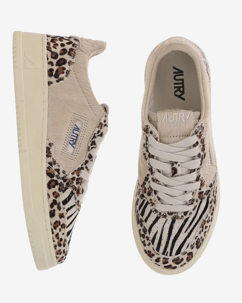 AUTRY Women's Sneakers Medalist Low Pony Hair Multicolour Pony-Cow Leather Trainers Pony/cow Multicolor