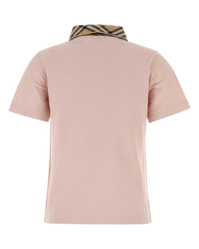 Burberry Women Check-Collar Piquet Polo Shirt Pink Cotton Pink
