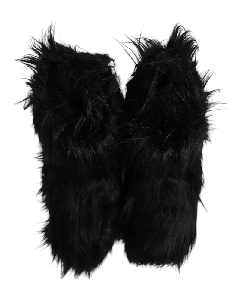 Dolce & Gabbana Men's Black Faux Fur Mid Calf Boots Shoes Black